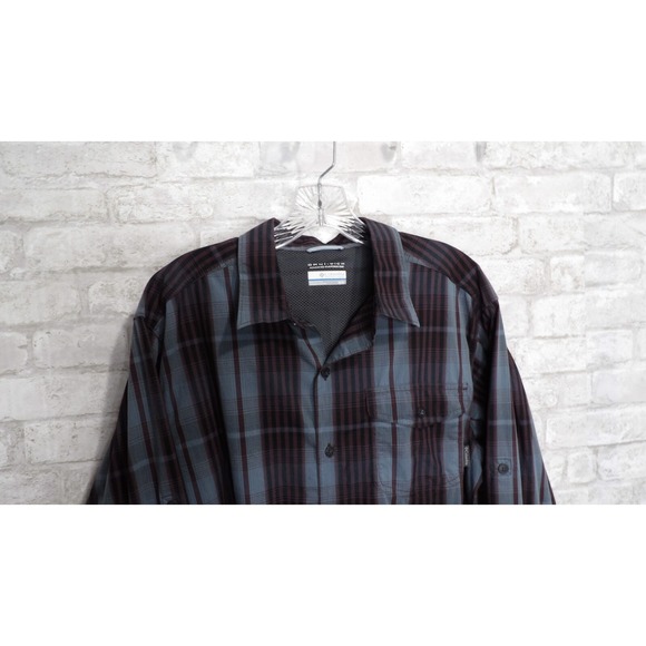 Columbia Omni-Wick‎ Advanced Evaporation Shirt Blue Plaid Button-Up Mens Medium - Picture 4 of 14